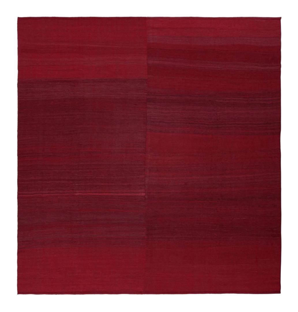 Red Vintage Afghan Tribal Kilim Square Rug