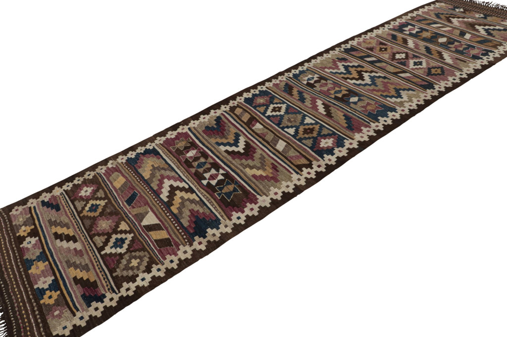 Vintage Persian extra-long runner kilim rug