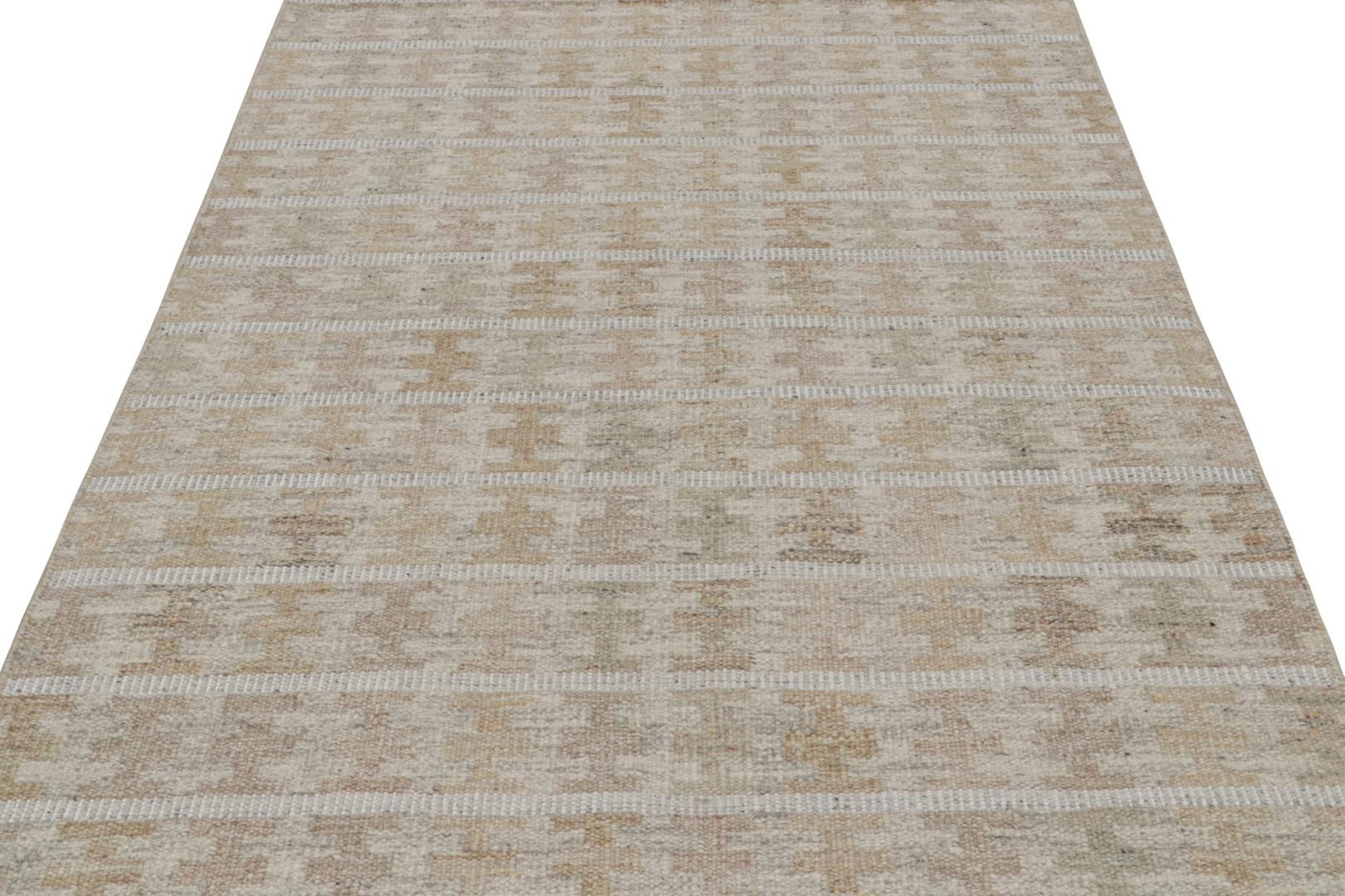 Scandinavian Kilim Rug in Beige-Brown Patterns