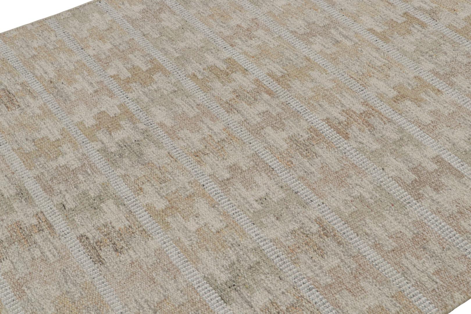 Scandinavian Kilim Rug in Beige-Brown Patterns