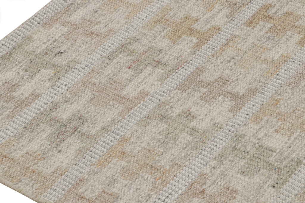 Scandinavian Kilim Rug in Beige-Brown Patterns