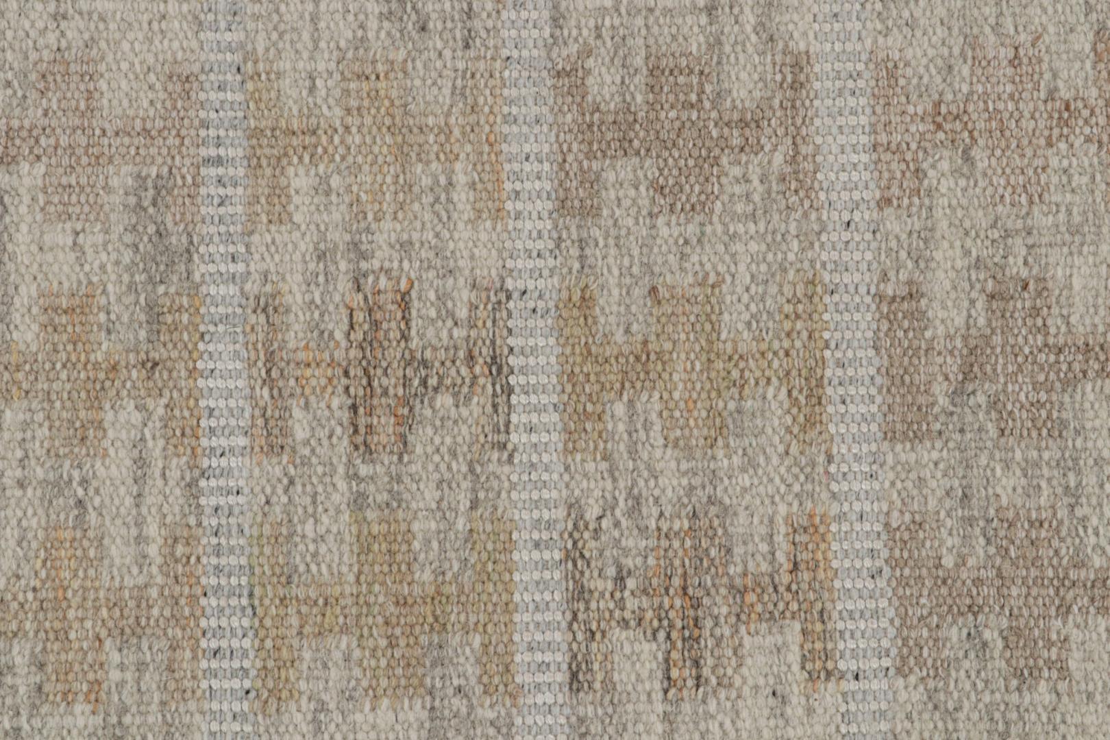 Scandinavian Kilim Rug in Beige-Brown Patterns