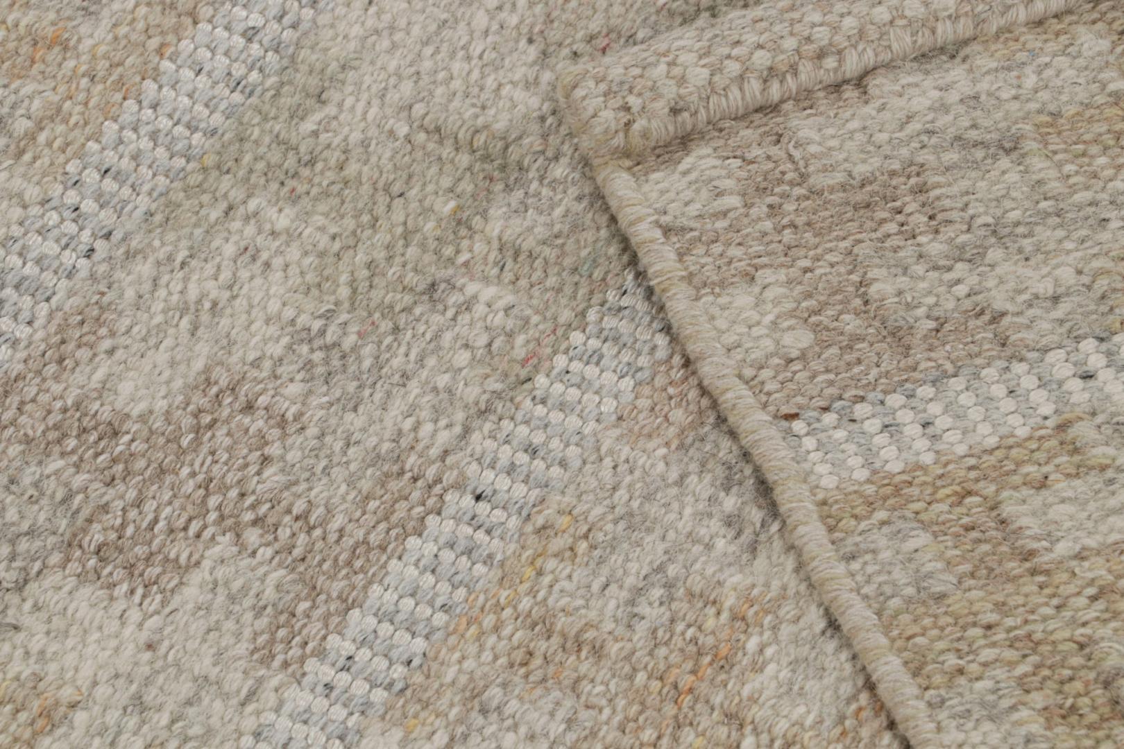 Scandinavian Kilim Rug in Beige-Brown Patterns