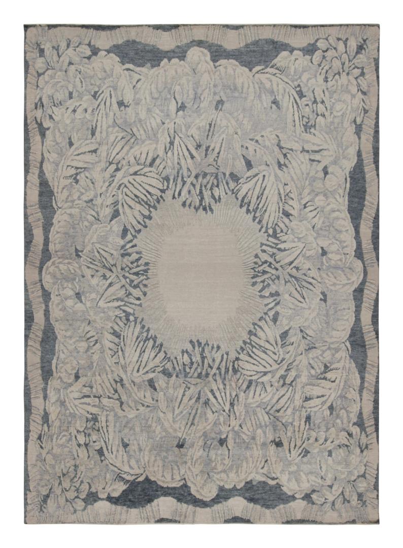 Gray and Blue Art Deco Rug
