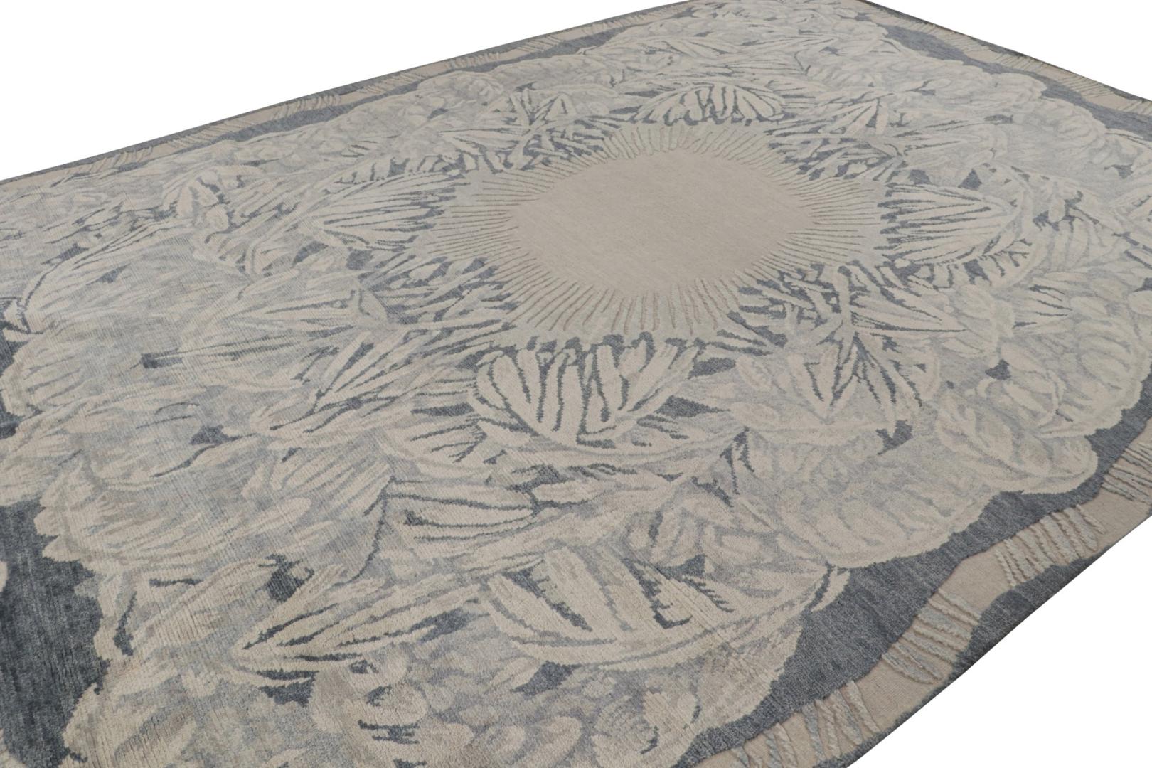 Gray and Blue Art Deco Rug