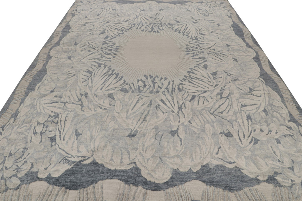 Gray and Blue Art Deco Rug