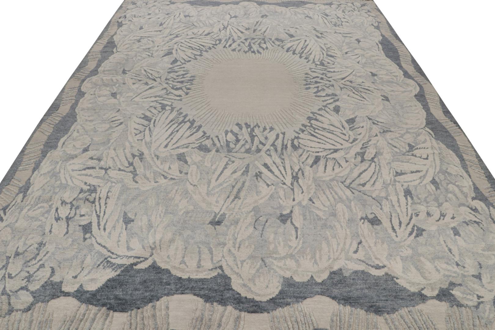 Gray and Blue Art Deco Rug