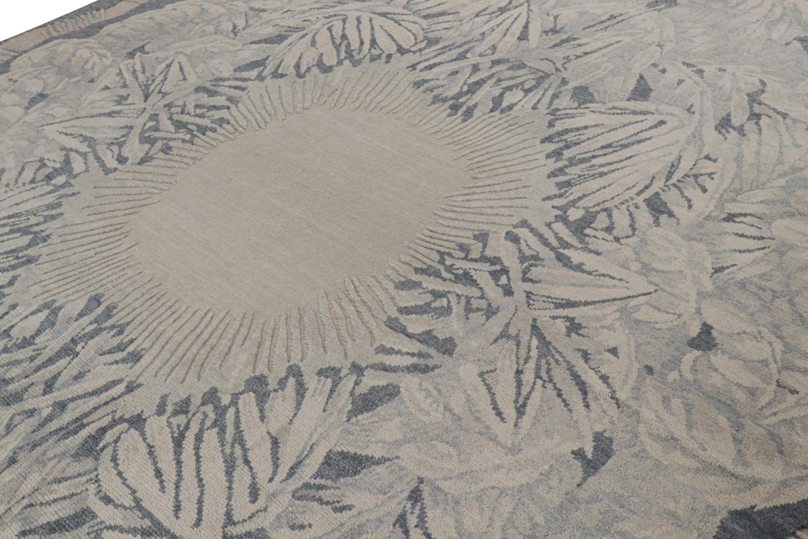 Gray and Blue Art Deco Rug
