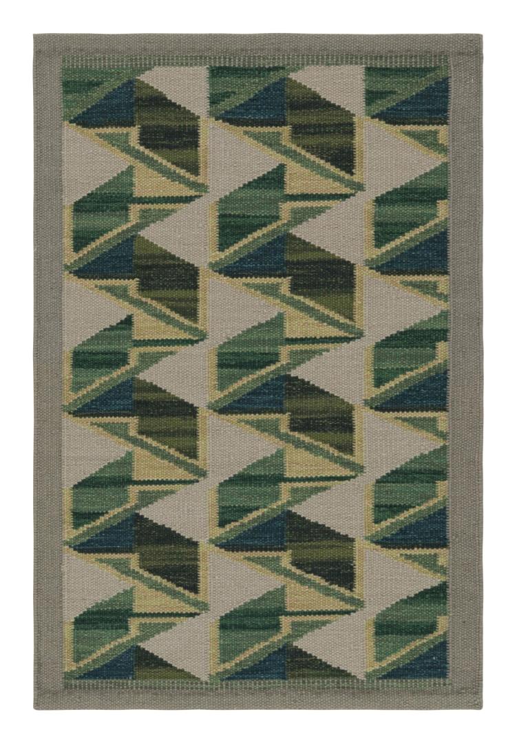 Scandinavian Flatweave Scatter Rug with Geometric Patterns