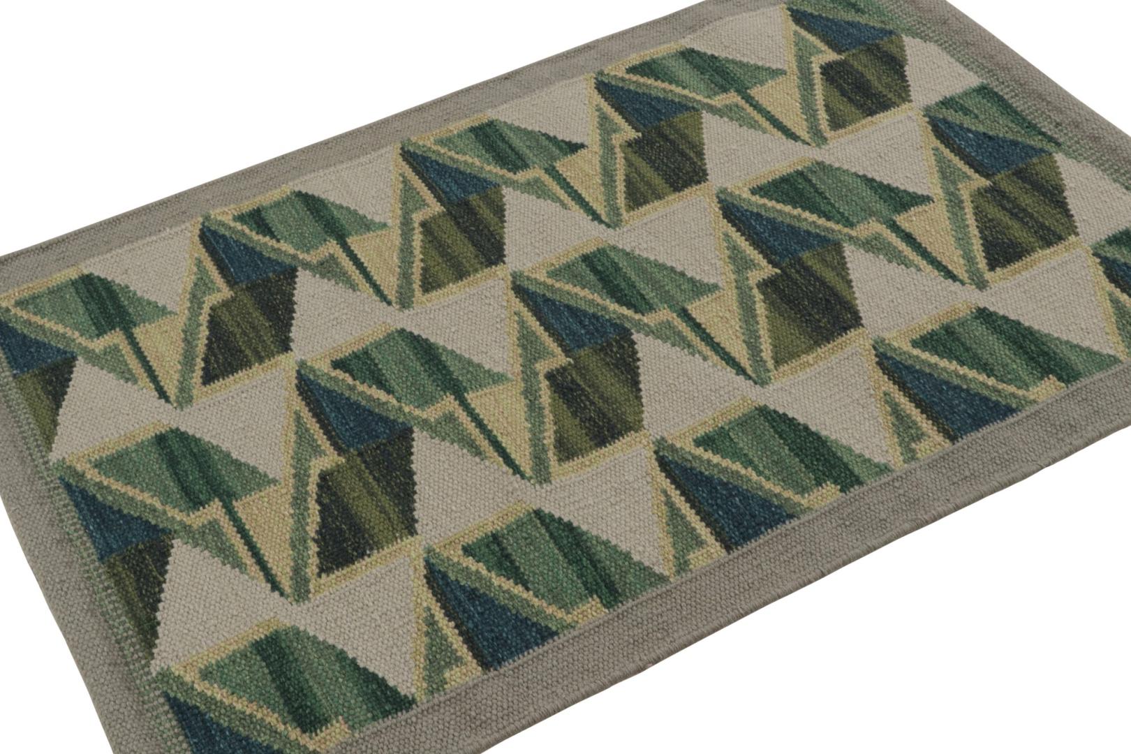 Scandinavian Flatweave Scatter Rug with Geometric Patterns