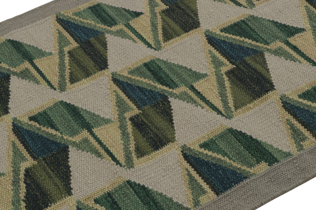 Scandinavian Flatweave Scatter Rug with Geometric Patterns