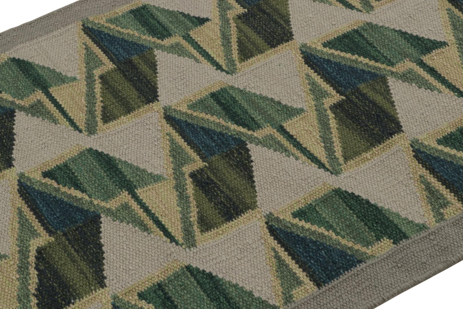 Scandinavian Flatweave Scatter Rug with Geometric Patterns
