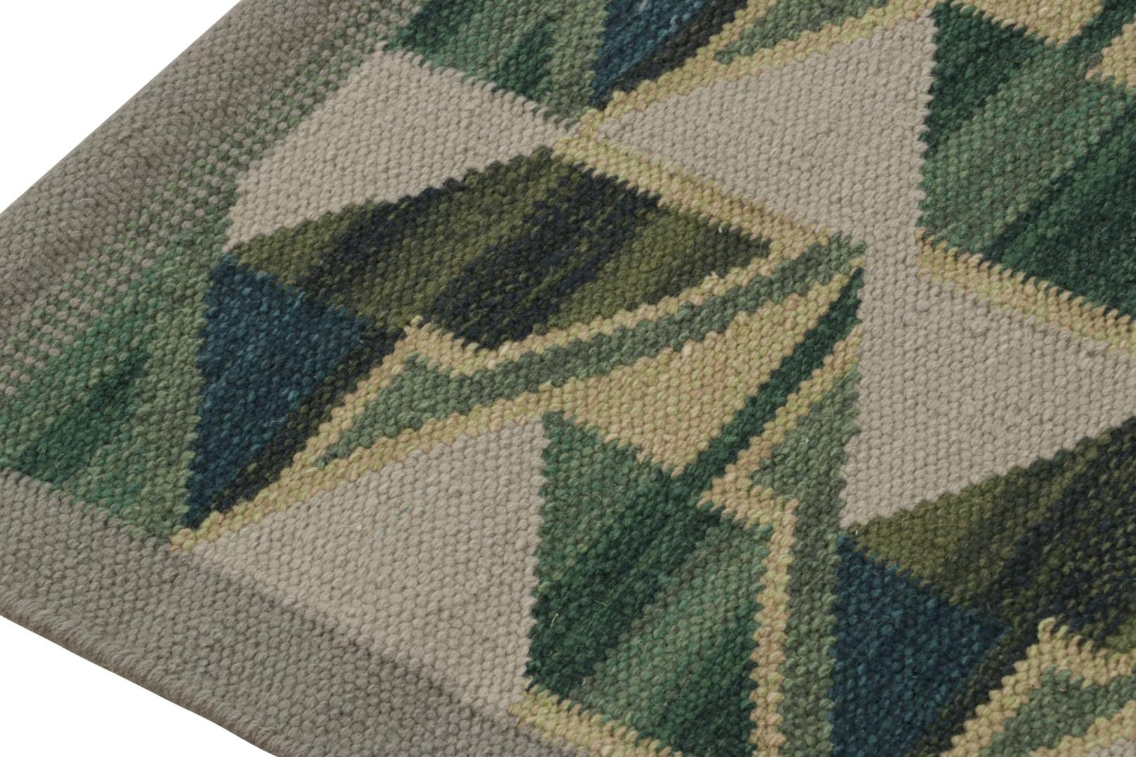 Scandinavian Flatweave Scatter Rug with Geometric Patterns