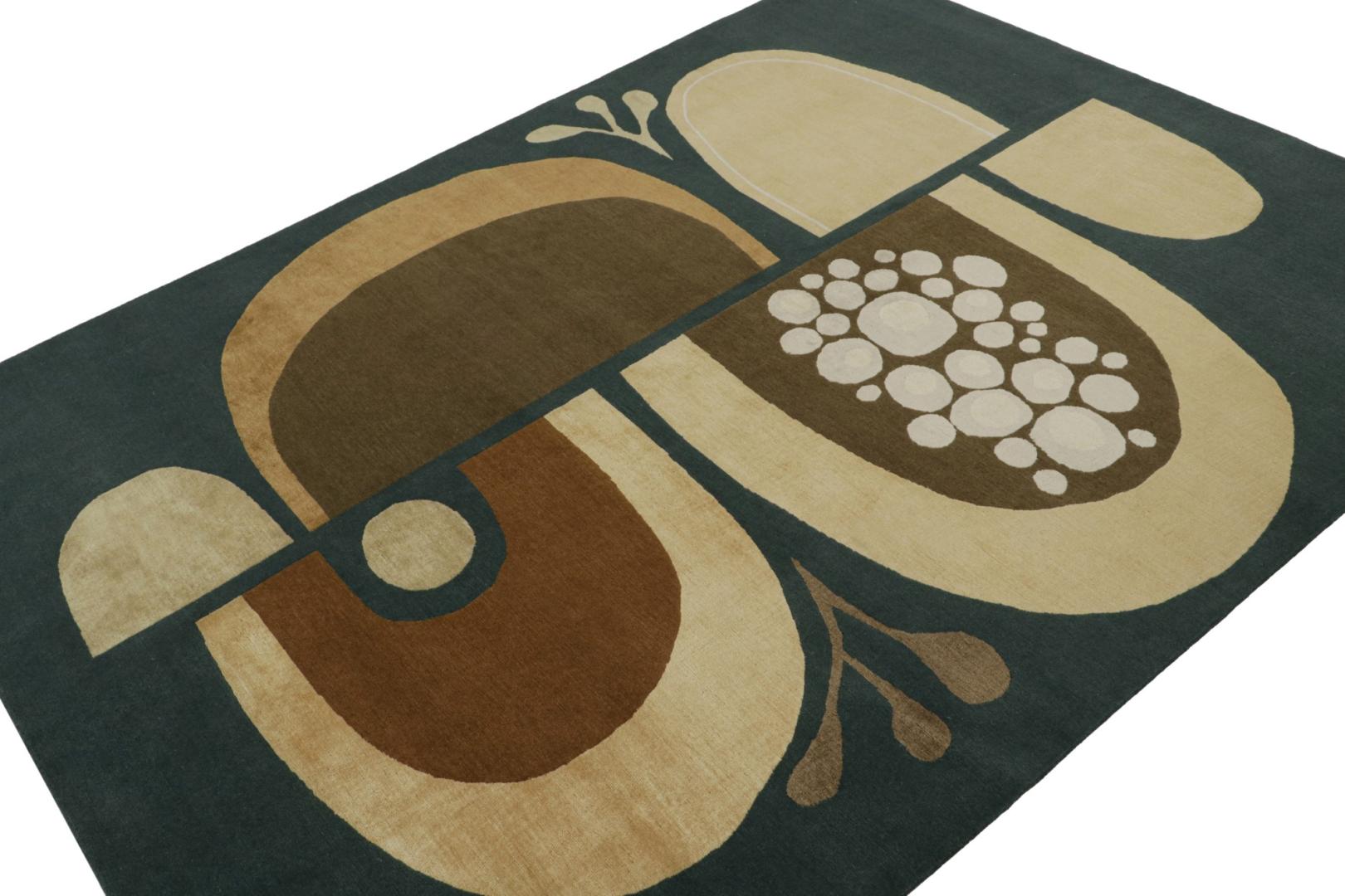 Blue and Brown Mid-Century Modern Rug