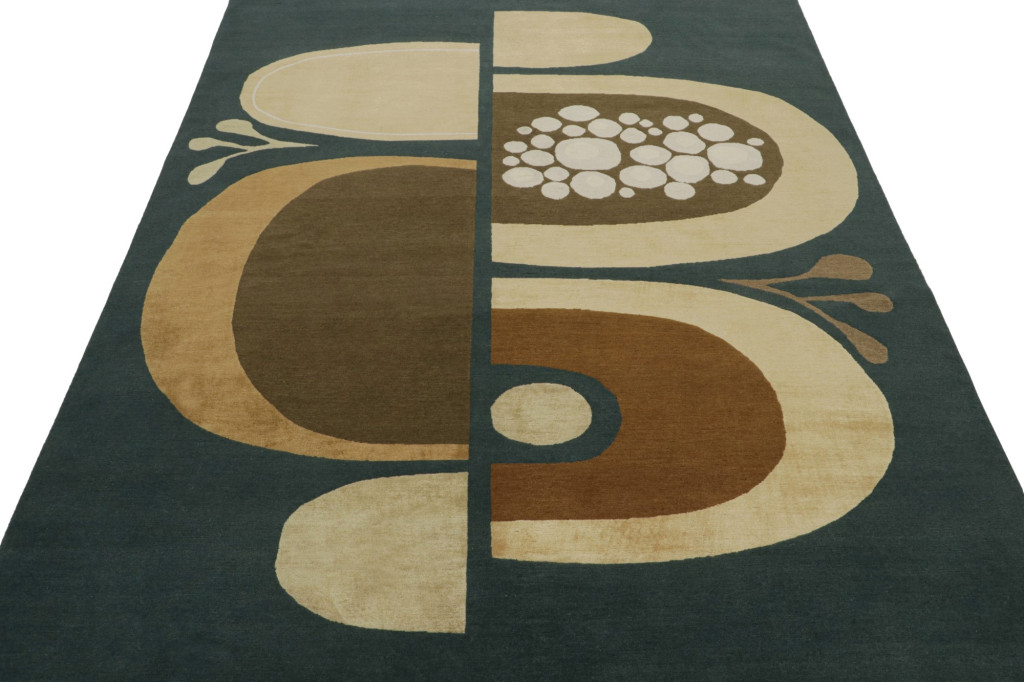 Blue and Brown Mid-Century Modern Rug