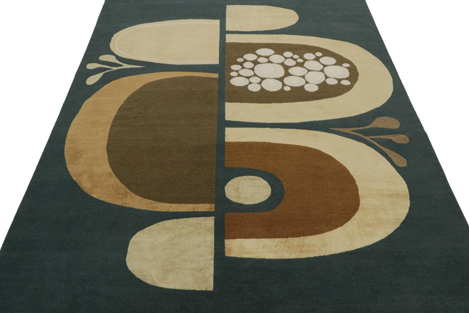 Blue and Brown Mid-Century Modern Rug