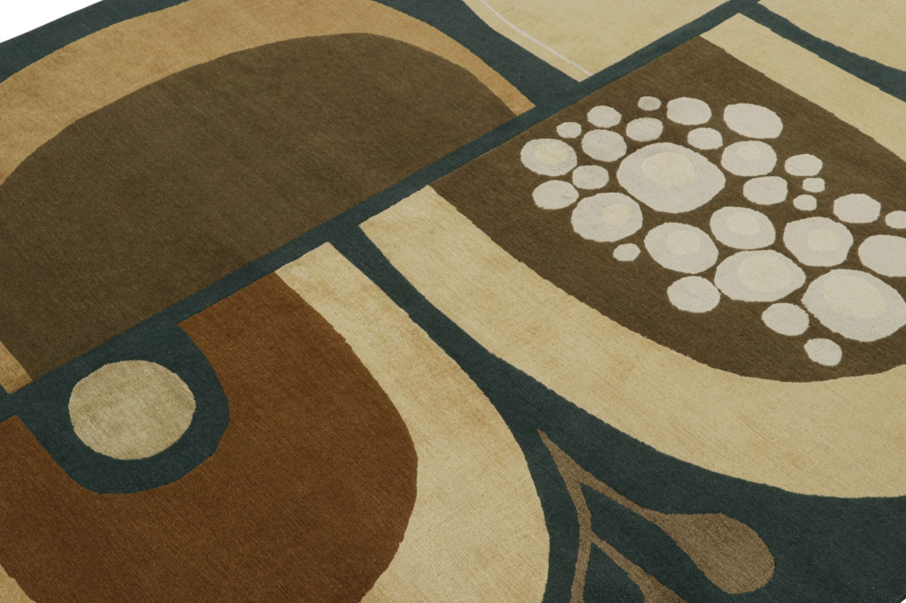 Blue and Brown Mid-Century Modern Rug