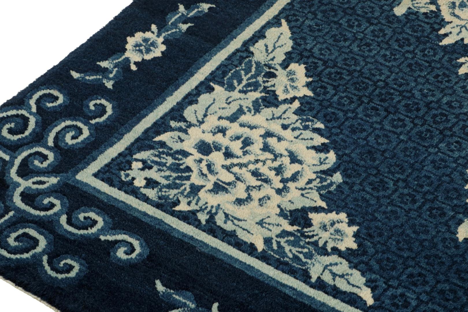 Blue Antique Chinese Peking Art Deco Rug