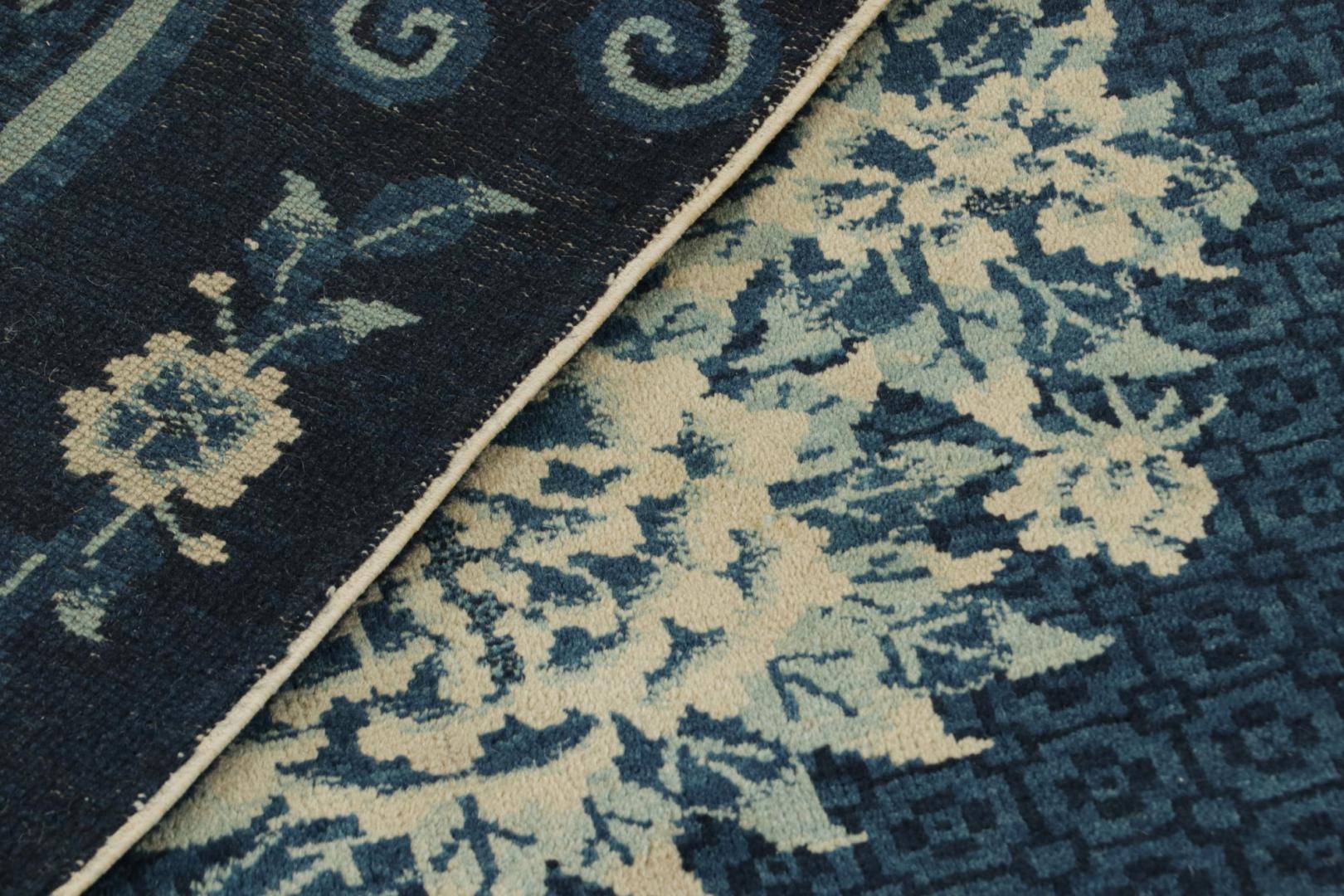 Blue Antique Chinese Peking Art Deco Rug
