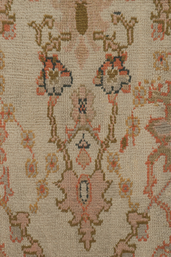 Antique Oushak Rug in Beige and Pink