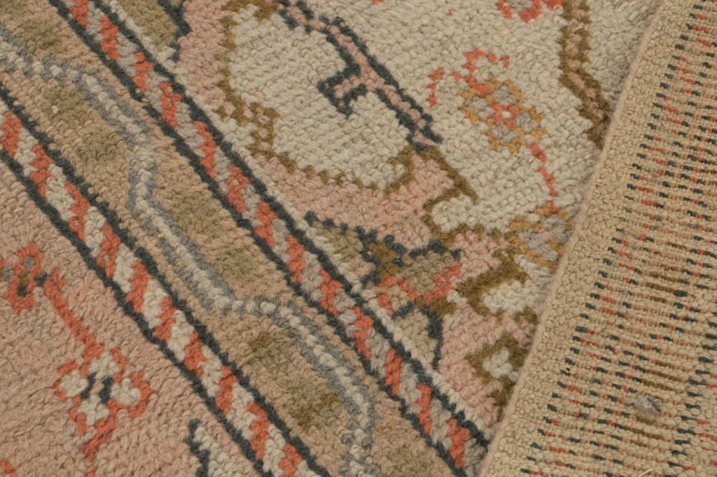 Antique Oushak Rug in Beige and Pink