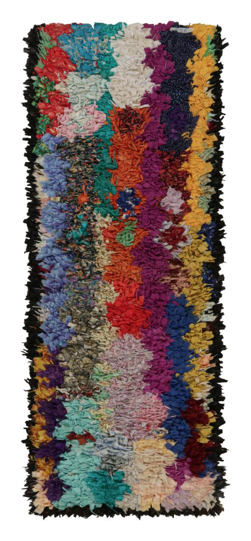 Vintage Azilal Moroccan Boucherouite Runner Rug