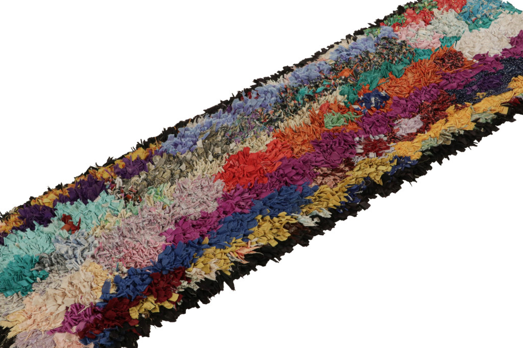 Vintage Azilal Moroccan Boucherouite Runner Rug