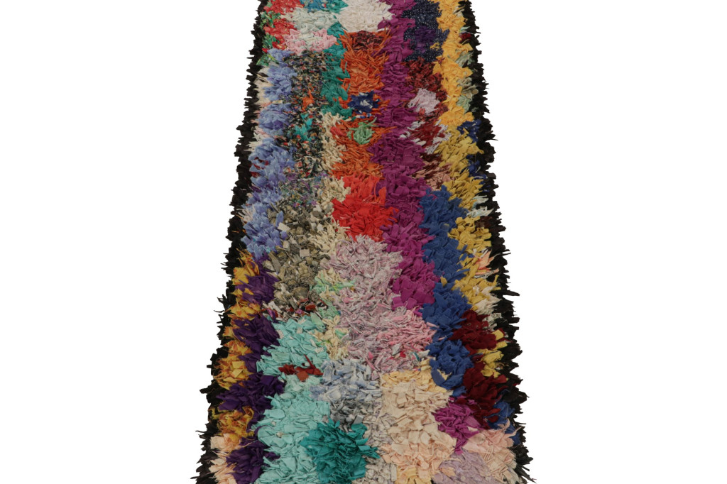 Vintage Azilal Moroccan Boucherouite Runner Rug