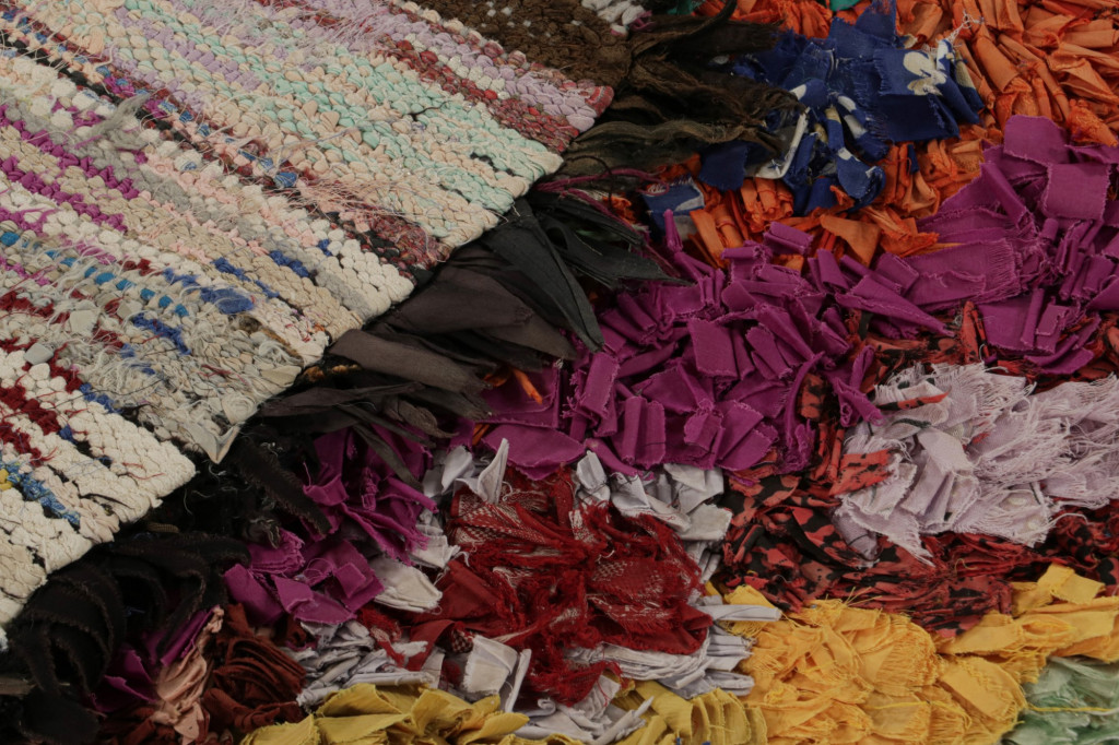 Vintage Azilal Moroccan Boucherouite Runner Rug