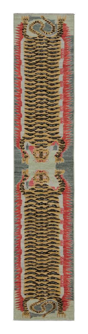 Modern Tibetan “Tiger” Pictorial Extra-Long Runner Rug