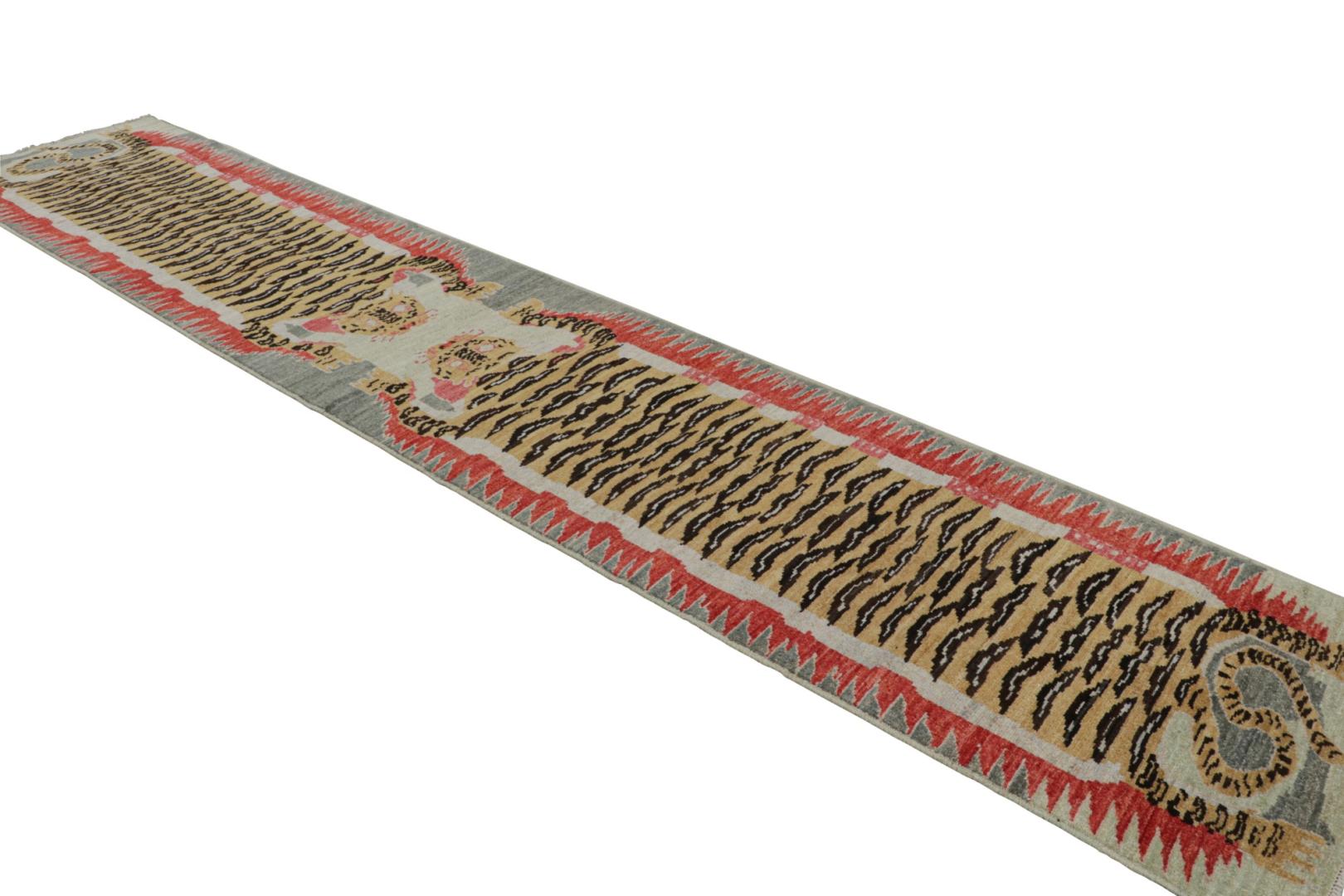 Modern Tibetan “Tiger” Pictorial Extra-Long Runner Rug