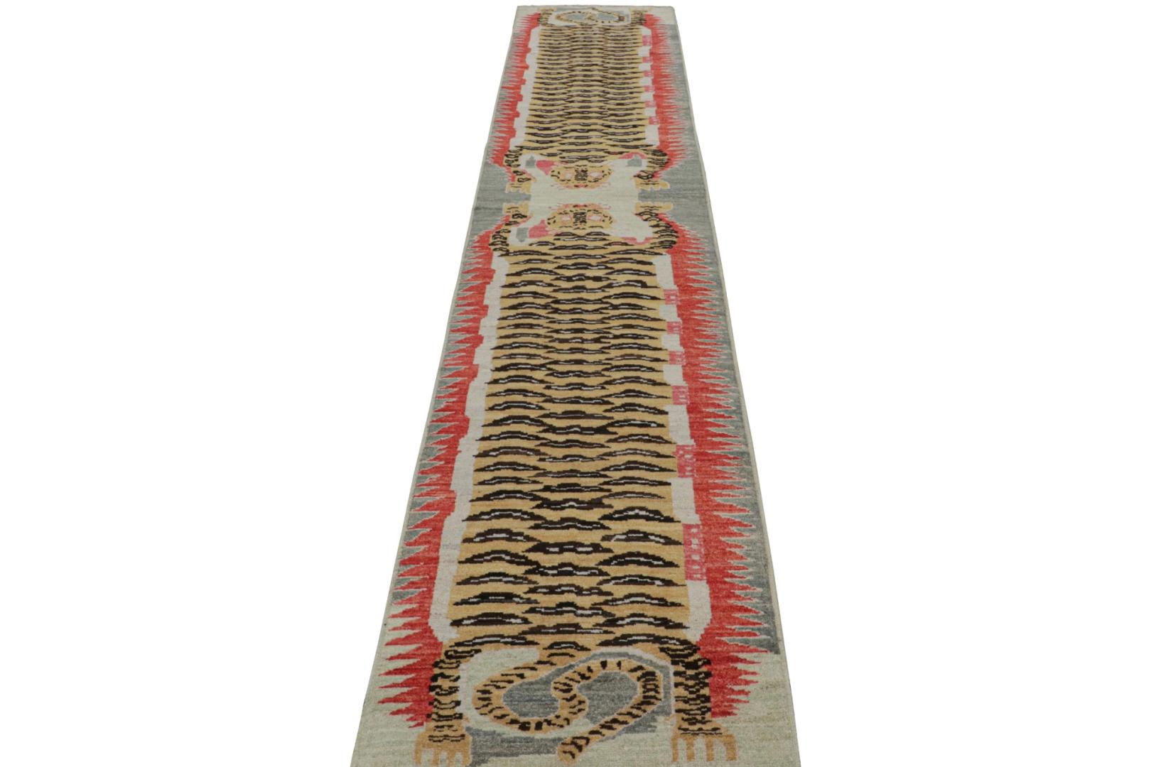 Modern Tibetan “Tiger” Pictorial Extra-Long Runner Rug