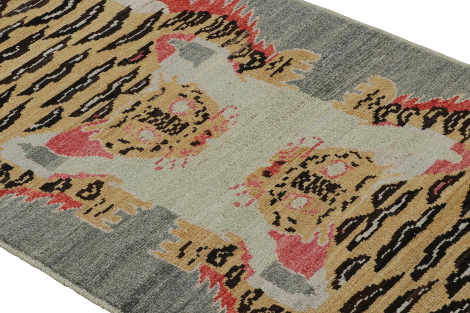 Modern Tibetan “Tiger” Pictorial Extra-Long Runner Rug