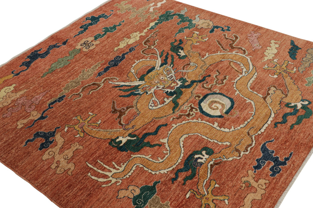 Modern Chinese Pictorial Dragon Square Rug