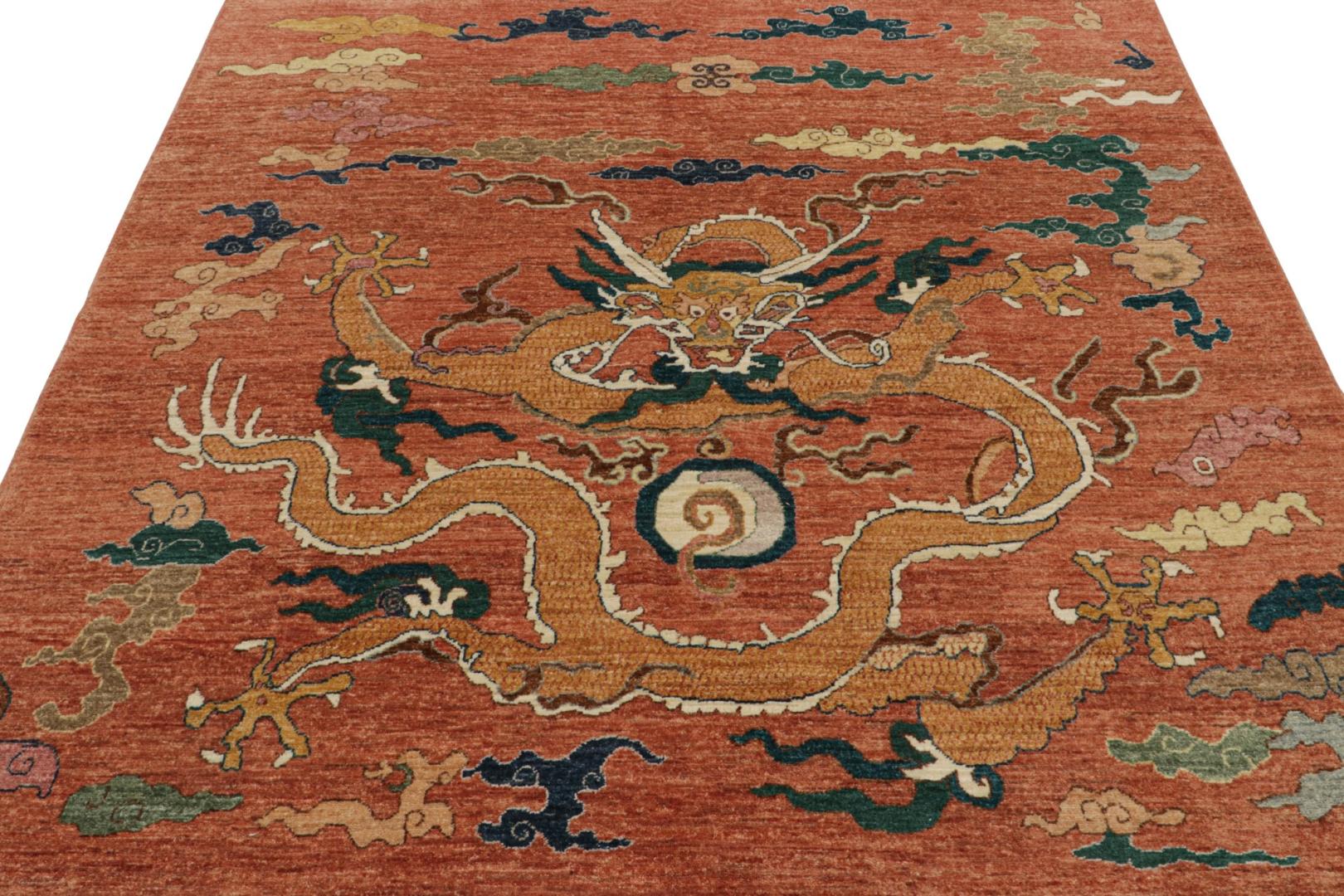 Modern Chinese Pictorial Dragon Square Rug