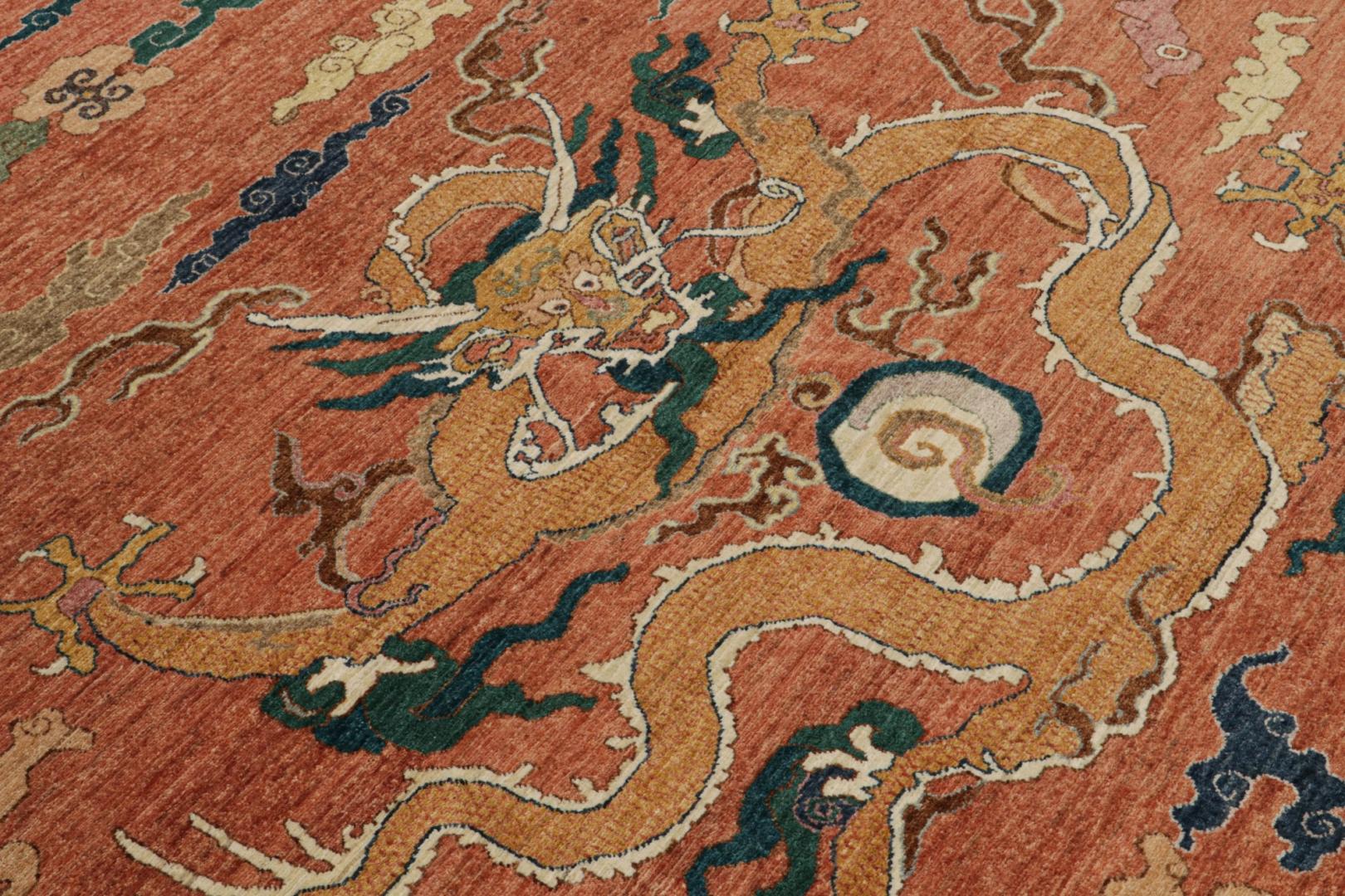 Modern Chinese Pictorial Dragon Square Rug
