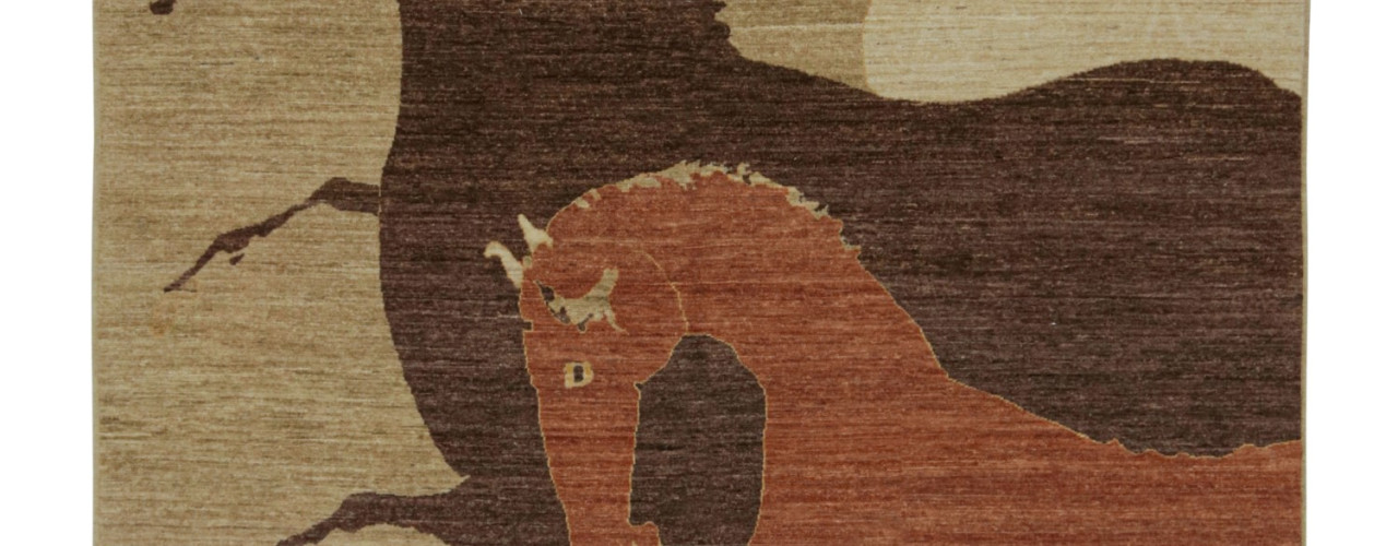 Persian Style Rug With Horse Pictorials