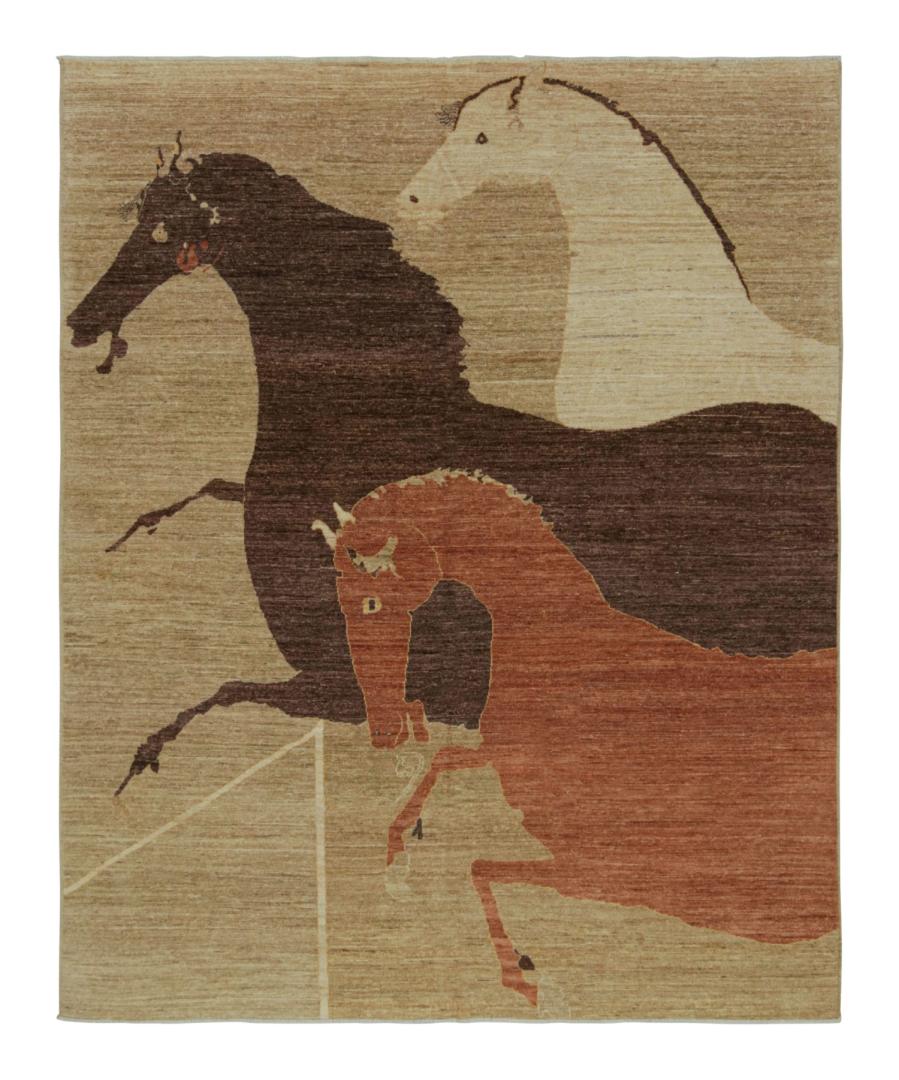 Persian Style Rug With Horse Pictorials