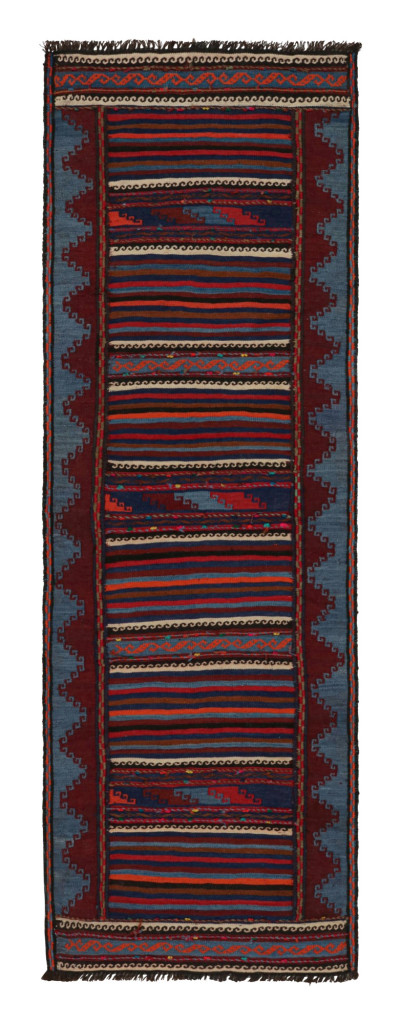 Vintage Afghan Kilim with Polychromatic Geometric Stripes