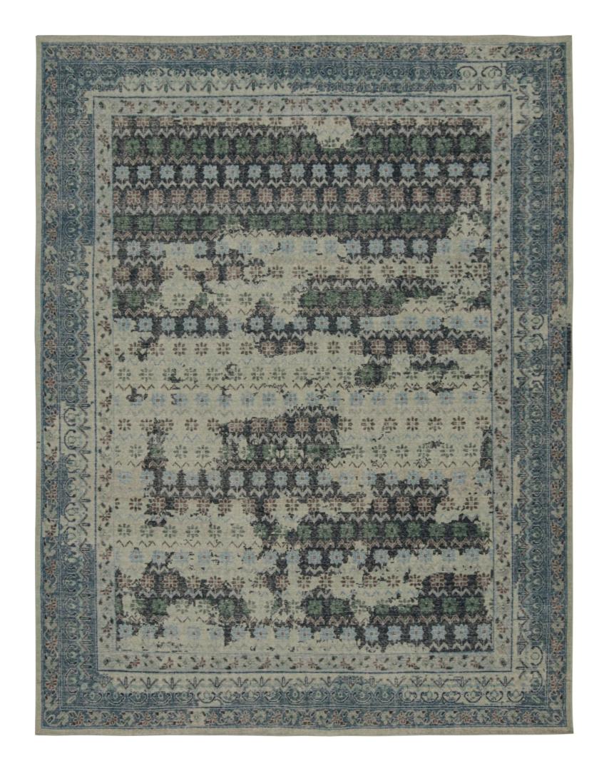 Distressed European Rug with Floral Patterns