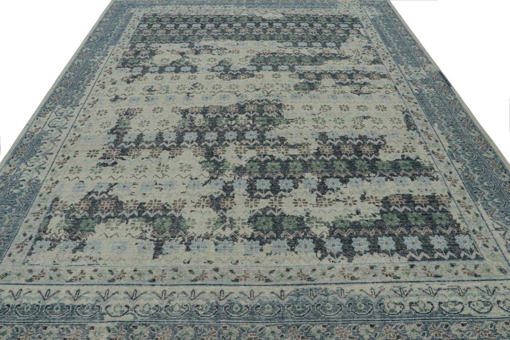 Distressed European Rug with Floral Patterns