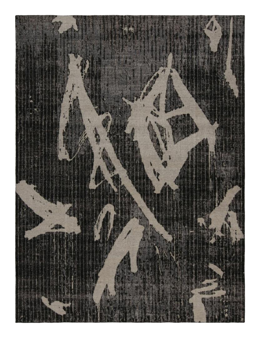 Distressed Modern Rug in Black