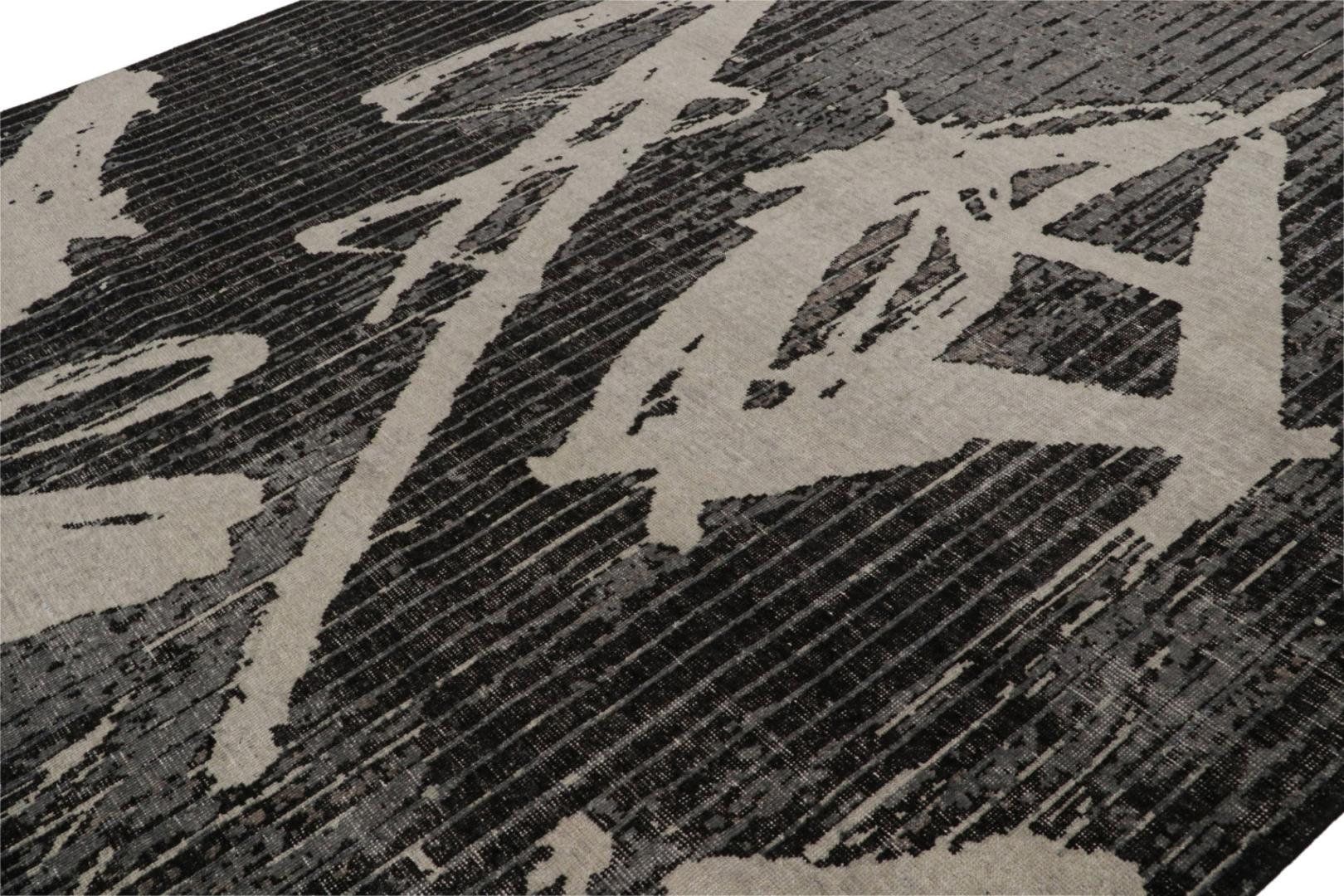 Distressed Modern Rug in Black