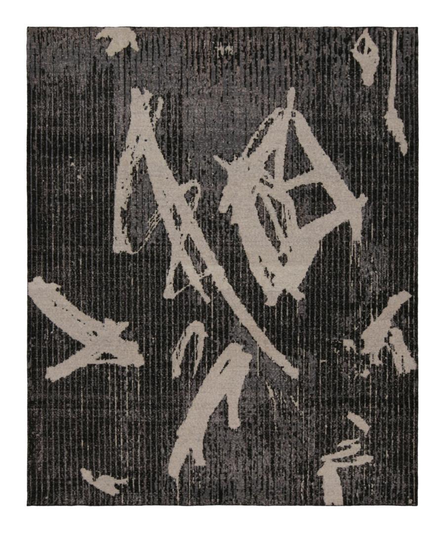 Distressed Modern Rug in Black
