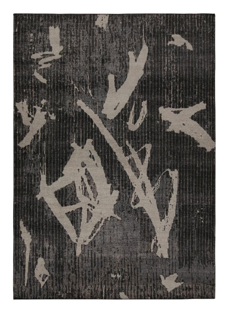 Distressed Modern Rug in Black