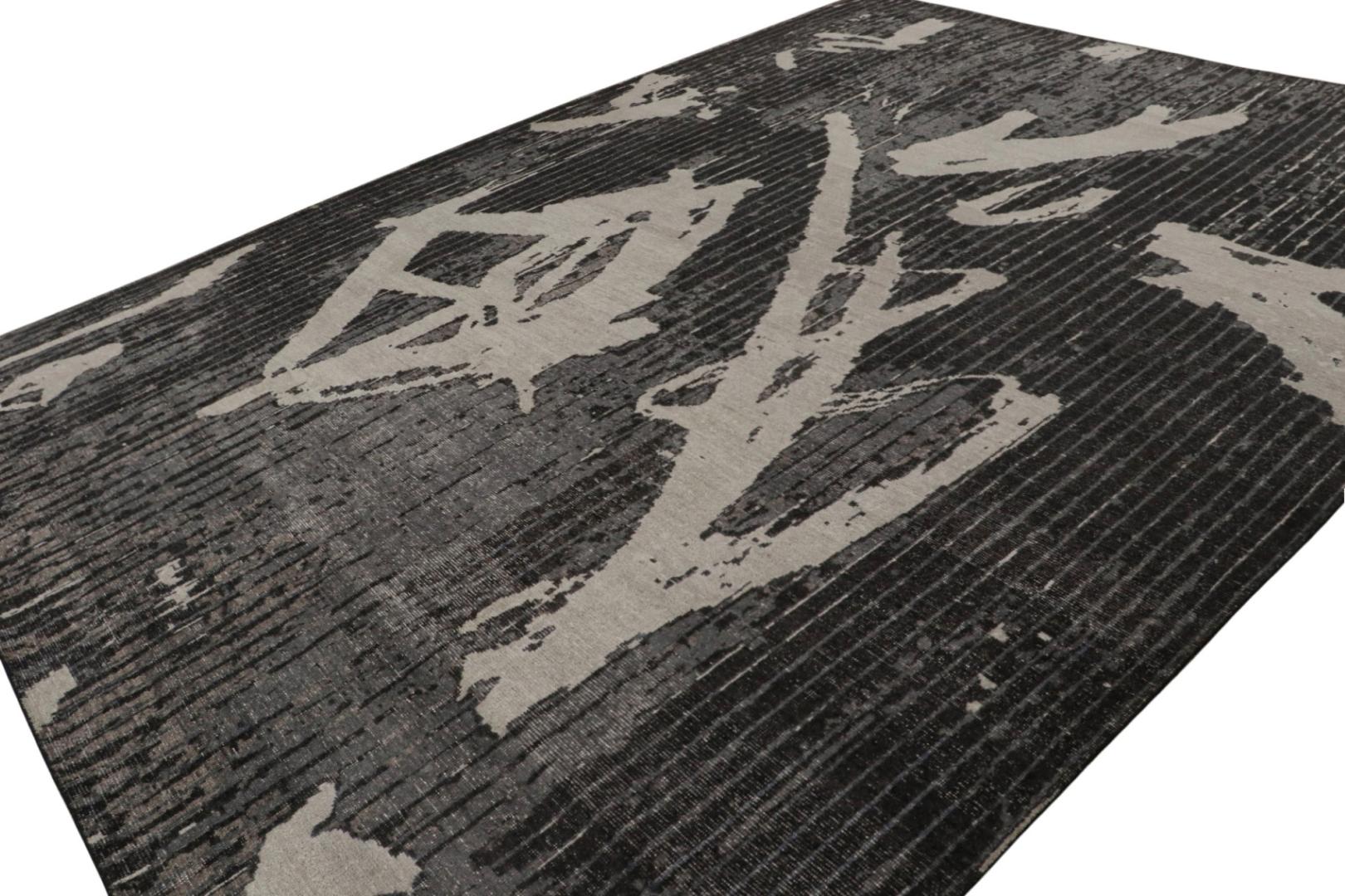 Distressed Modern Rug in Black