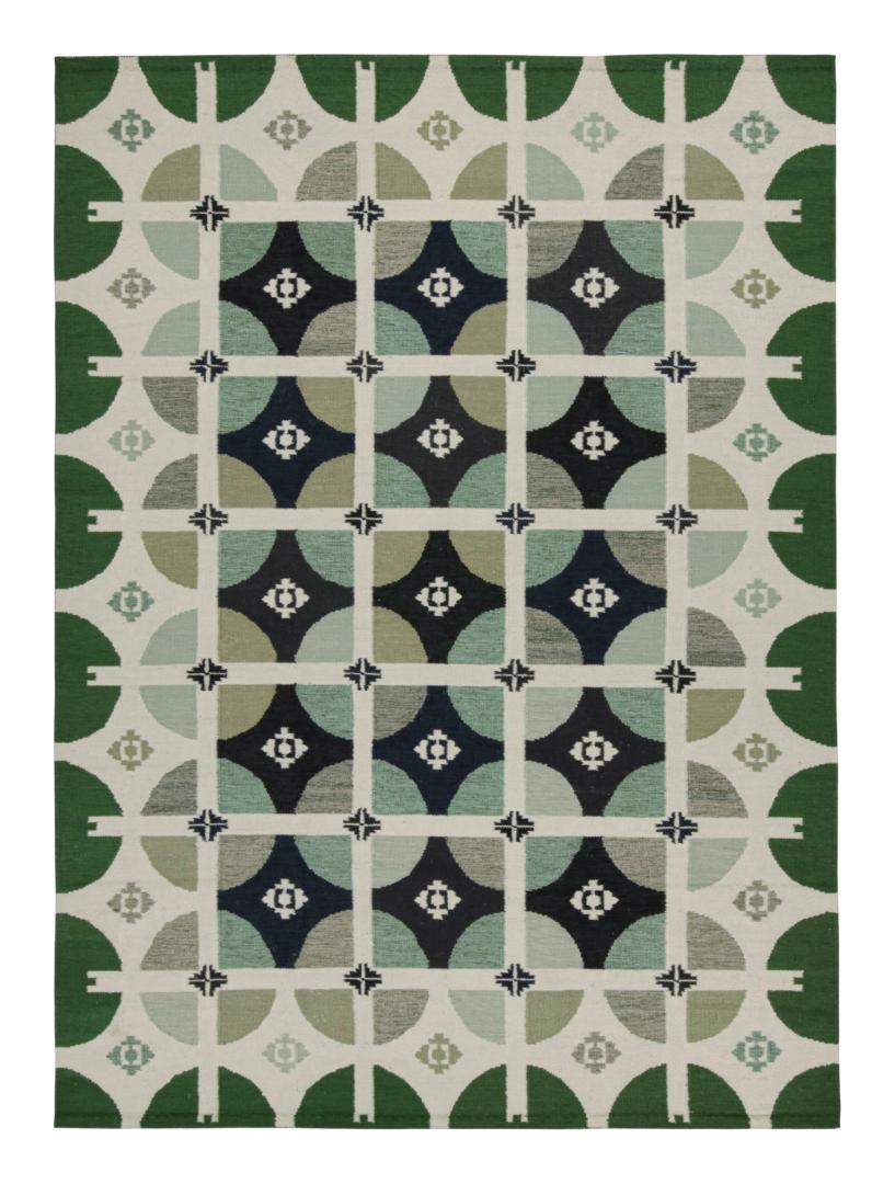 Scandinavian Kilim Rug with Geometric Patterns