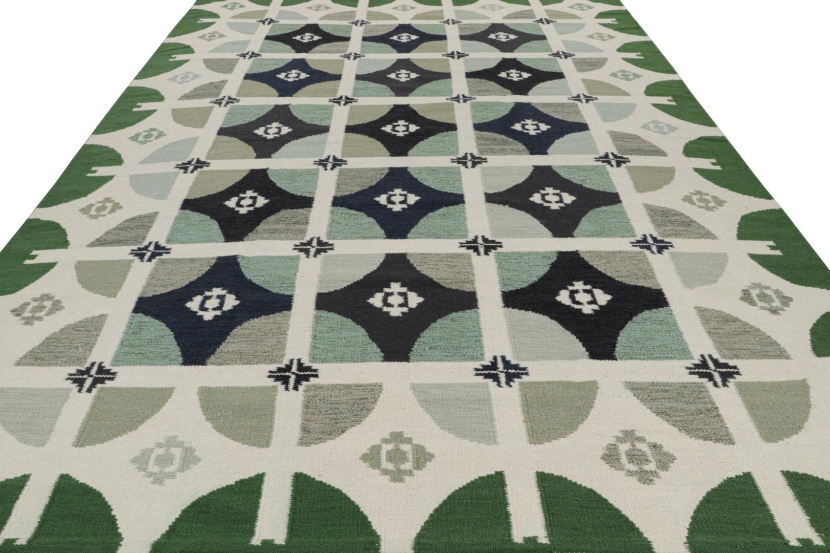 Scandinavian Kilim Rug with Geometric Patterns