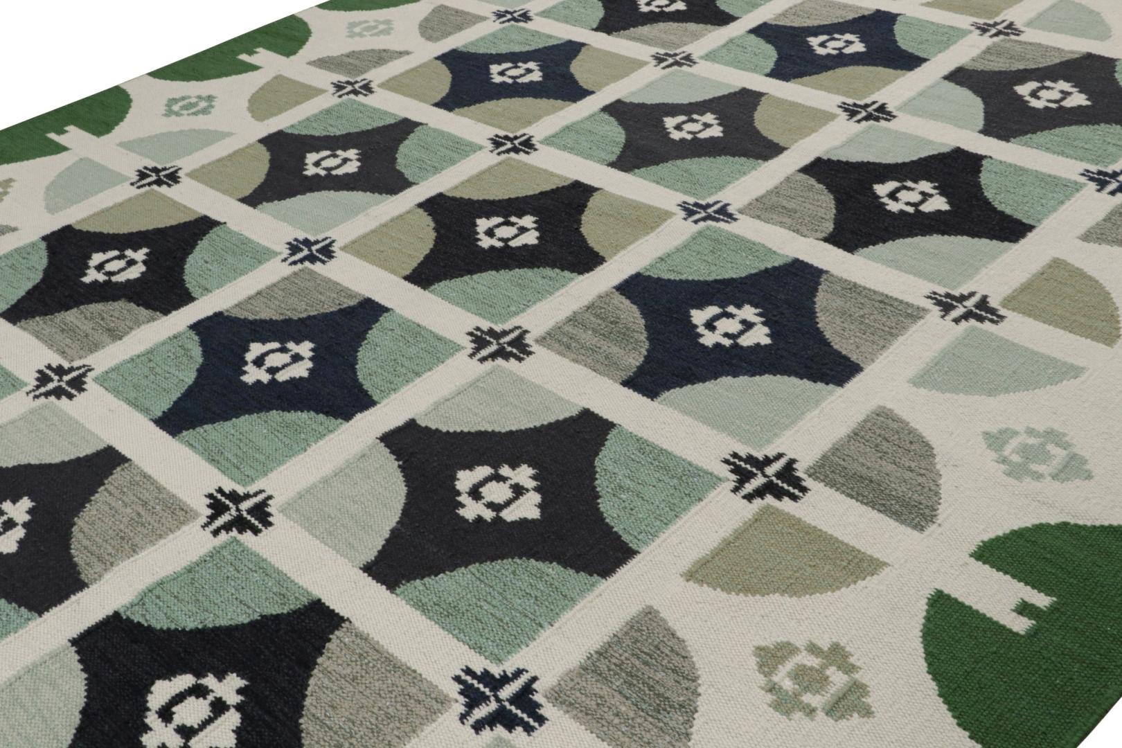 Scandinavian Kilim Rug with Geometric Patterns