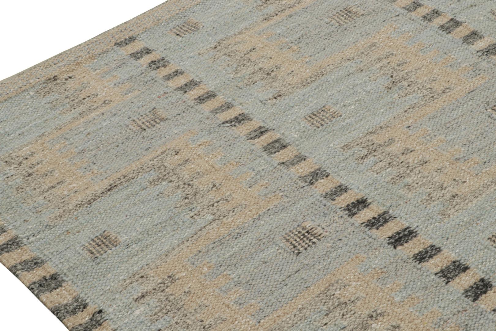 Scandinavian Outdoor Kilim Rug with Geometric Patterns